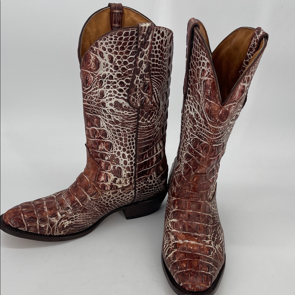 Buitre Crocodile Pattern Leather Western Boots Men Size 10.5